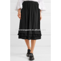 Laminado con volantes de poliéster negro Midi Summer Skirt Manufacture Wholesale Fashion Women Apparel (TA0009S)